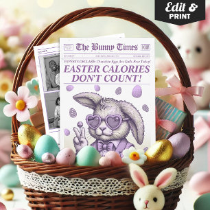  Easter Basket Insert Card, Easter Newspaper Card