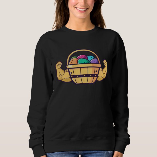 Easter Basket Muscles Bodybuilding Easter Sweatshirt (Front)
