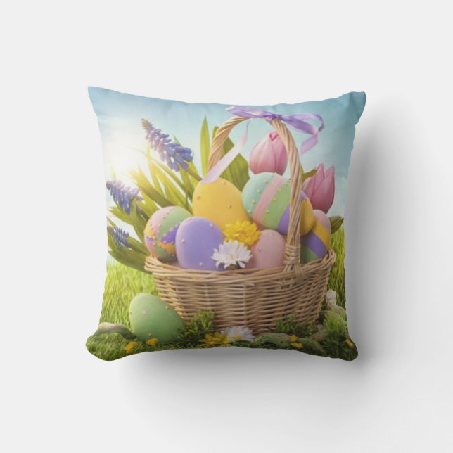 Easter basket outdoor pillow (Front)