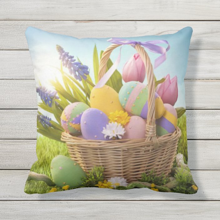 Easter basket outdoor pillow
