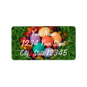Easter Basket - Spring Colored Eggs Jelly Beans Label