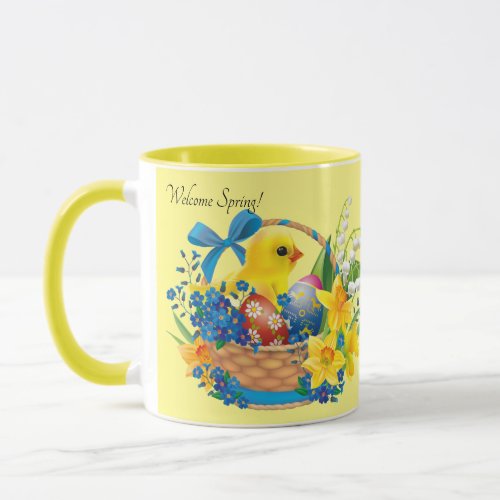 Easter Basket Spring Time Eggs Chick Daffodils Mug