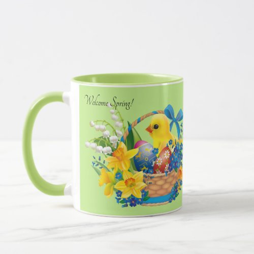 Easter Basket Spring Time Flowers Eggs Chick Gift Mug