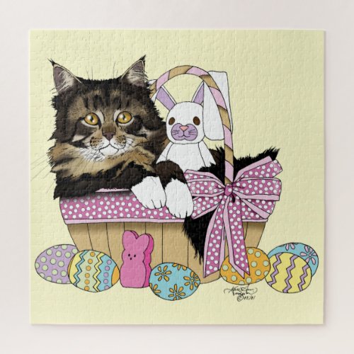 Easter Basket Tabby Kitten Jigsaw Puzzle