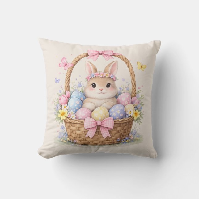 Easter Basket Throw Pillow (Front)