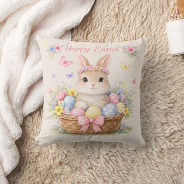 Easter Basket Throw Pillow (Blanket)