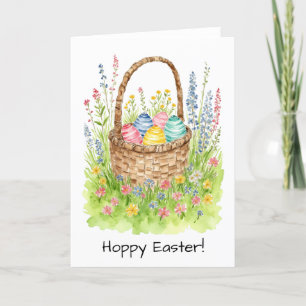 Easter Basket Watercolor  Letterpress Thank You Card