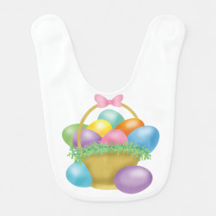 Easter Basket with Colored Eggs Baby Bib