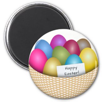 easter basket with colorful eggs magnet