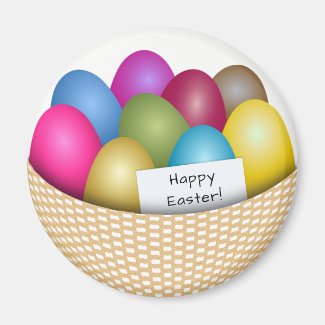 easter basket with colorful eggs magnet