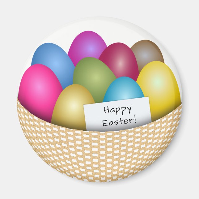 Easter Basket with Colorful Eggs Magnet (Front)