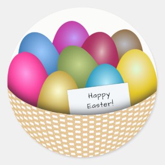 easter basket with colorful eggs sticker