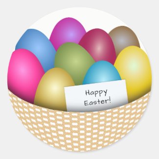 easter basket with colorful eggs sticker