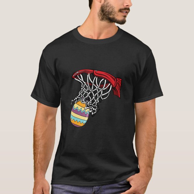 Easter Basketball Egg Hunting Kids Teens T-Shirt (Front)
