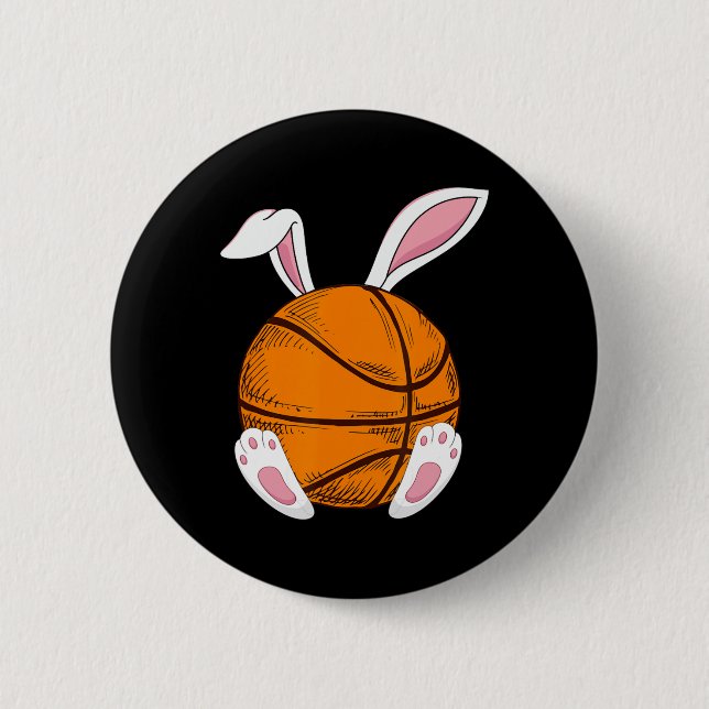 Easter Basketball  Rabbit Bunny Happy Easter Day 2 Button (Front)