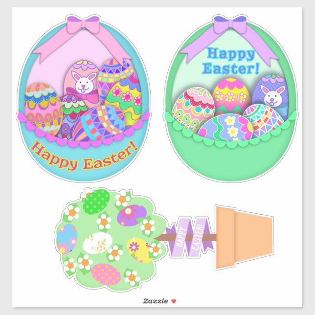 Easter Baskets | Easter Topiary Tree Sticker (Sheet)