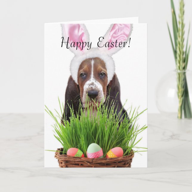 Easter Basset Hound Holiday Card (Front)