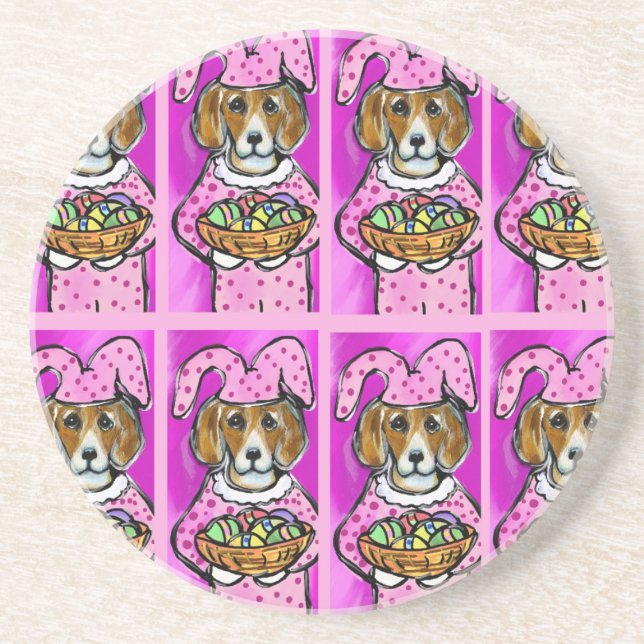EASTER BEAGLE DRINK COASTER (Front)