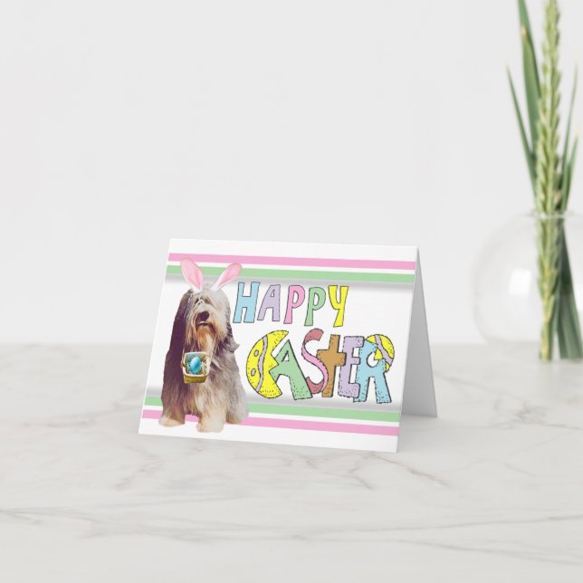 Easter Bearded Collie Holiday Card (Front)