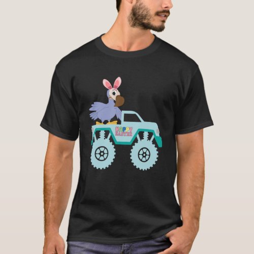 Easter Bearded Dragon Bunny Riding Monster Truck T T_Shirt