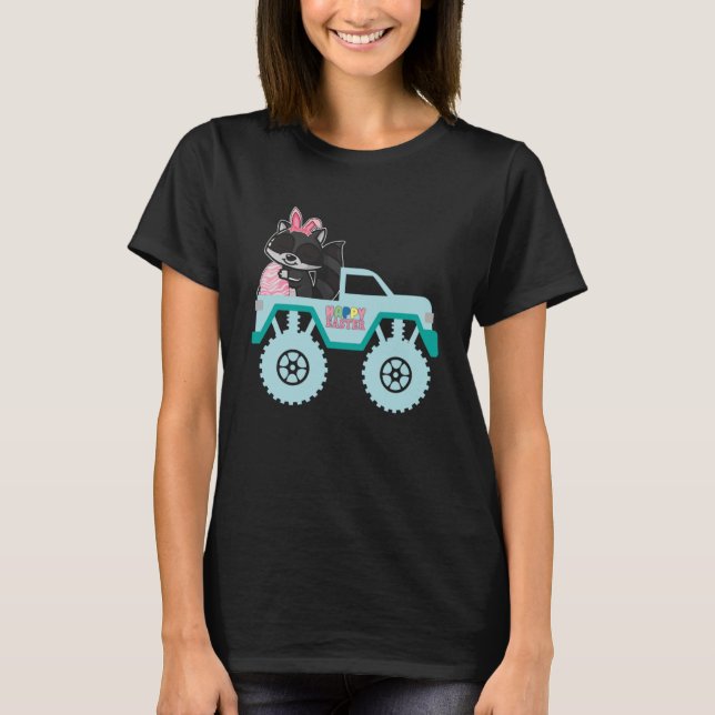 Easter Bearded Dragon Bunny Riding Monster Truck T T-Shirt (Front)