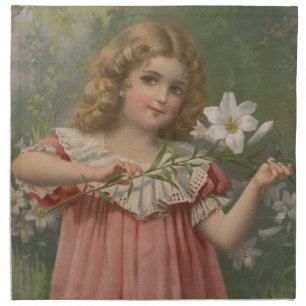 Easter Beauties, Vintage Illustration, 1898 Cloth Napkin