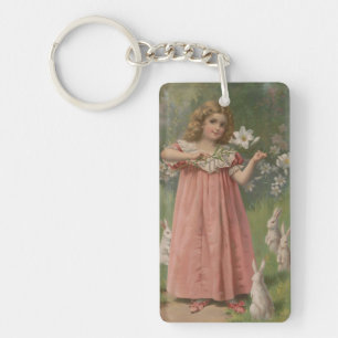 Easter Beauties, Vintage Illustration, 1898 Keychain