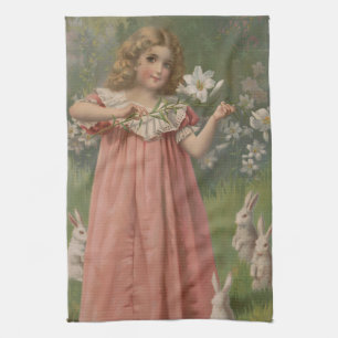 Easter Beauties, Vintage Illustration, 1898 Kitchen Towel