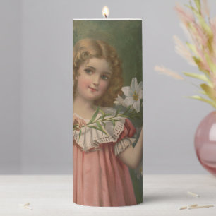 Easter Beauties, Vintage Illustration, 1898 Pillar Candle