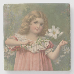 Easter Beauties, Vintage Illustration, 1898 Stone Coaster