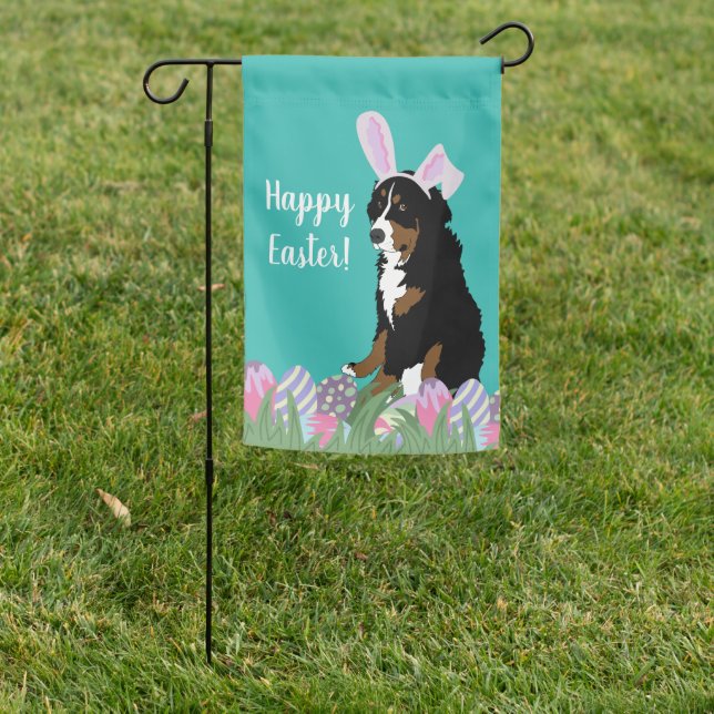 Easter Bernese Mountain Dog  Garden Flag (In SItu)