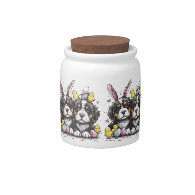 Easter Bernese Mountain Dogs Candy Jar (Front)