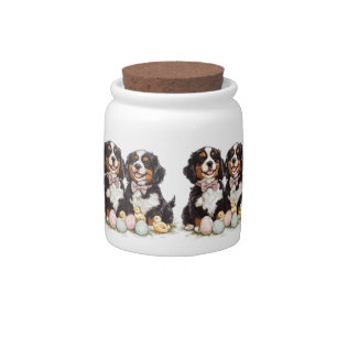 Easter Bernese Mountain Dogs Easter Eggs Candy Jar
