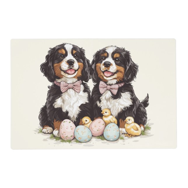 Easter Bernese Mountain Dogs Easter Eggs Placemat (Front)