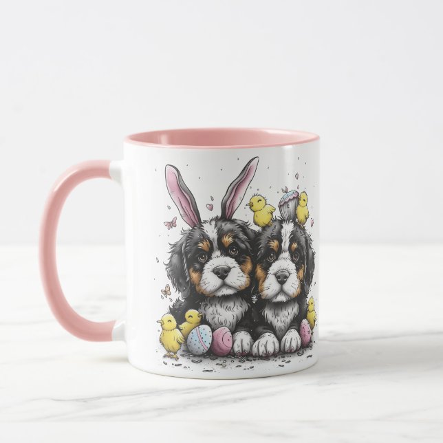 Easter Bernese Mountain Dogs Mug (Left)