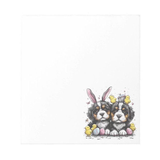 Easter Bernese Mountain Dogs Notepad (Front)
