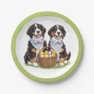 Easter Bernese Mountain Dogs Paper Plates