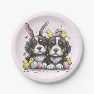 Easter Bernese Mountain Dogs Paper Plates