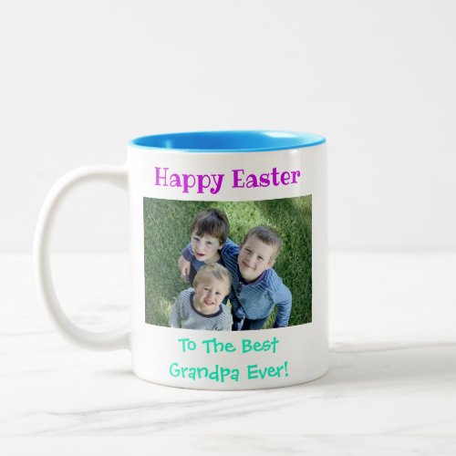 Easter Best Grandpa Ever Grandkids Photo Two_Tone Coffee Mug