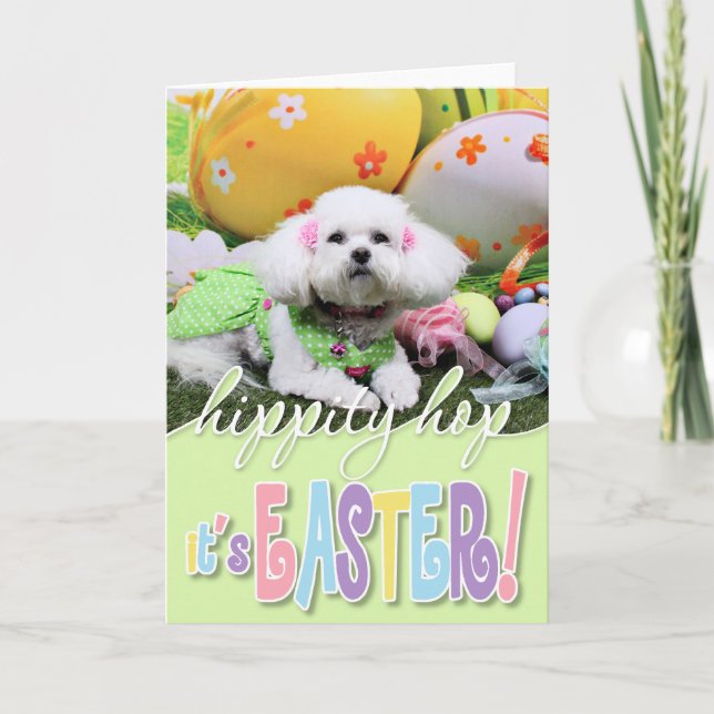 Easter - Bichon Frise - Mia Holiday Card (Front)