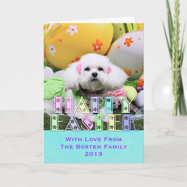 Easter - Bichon Frise - Mia Holiday Card (Front)