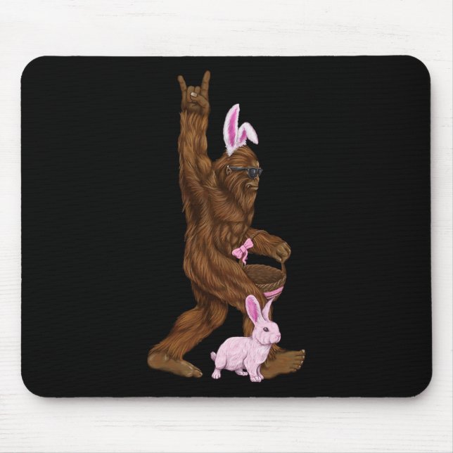 Easter Bigfoot Bunny In A Basket Is Fun For Sunday Mouse Pad (Front)