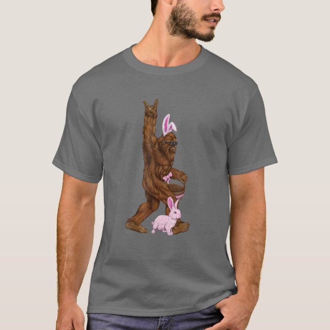 Easter Bigfoot Bunny In A Basket Is Funny For Sund T-Shirt (Front)