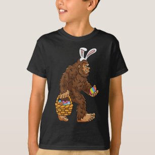 Easter Bigfoot With Egg Basket Fun Boys Kids Sasqu T-Shirt