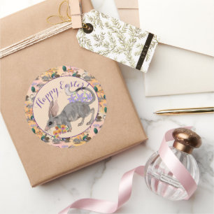 Easter Bilby & Australian Flowers Happy Easter Classic Round Sticker