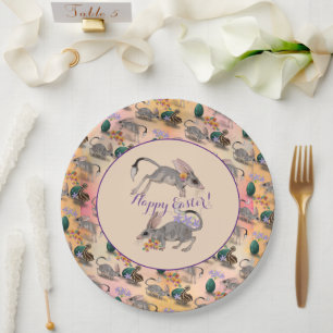 Easter Bilby & Australian Flowers Happy Easter Paper Plates
