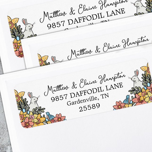 Easter Birds and Bunny Return Address Label (Creator Uploaded)