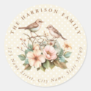 Easter Birds Personalized Name Round Stickers