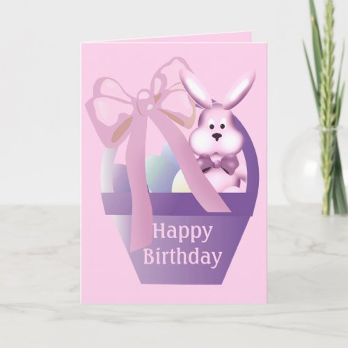 Easter Birthday Basket Girl Bunny Greeting Card