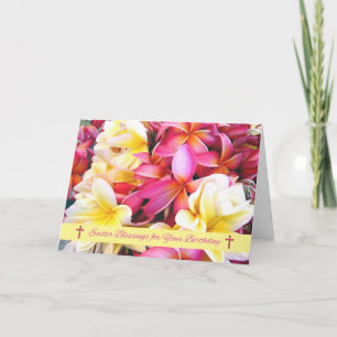 Easter Birthday Blessings Tropical Plumeria Holiday Card